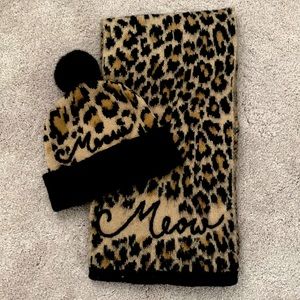 Kate Spade Brushed Animal Hat & Scarf Set